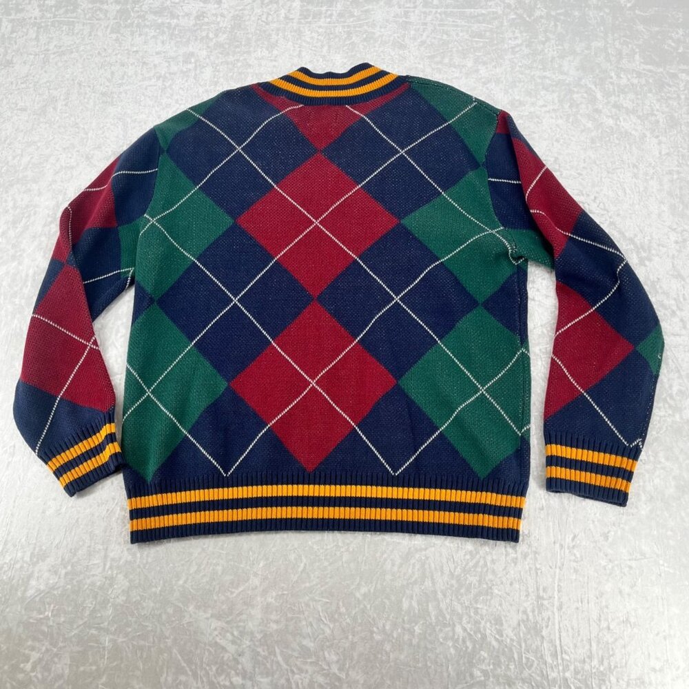 Levis Stay Loose Oversized V-Neck Argyle Sweater Medium Multicolor Cotton Blend - Picture 5 of 5